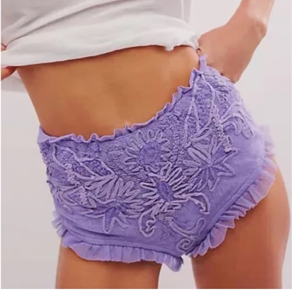 Free People Purple Embroidered Panties